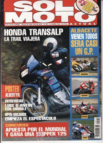 Cars and Motorcycles: REVISTA SOLO MOTO ACTUAL N&ordm; 924 A&Ntilde;O 1994. PRUEBA: HONDA XL 600 TRANSALP. COMP RACING: HONDA RS 250 R