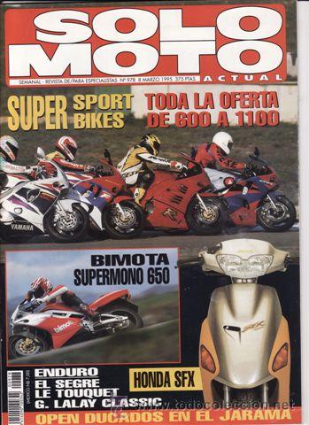 Autos und Motorr&auml;der: REVISTA SOLO MOTO ACTUAL N&ordm; 978 A&Ntilde;O 1995. PRUEBA: BIMOTA SUPERMONO 650.