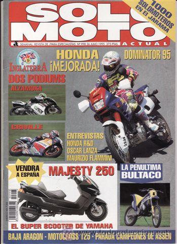 Coches y motocicletas: REVISTA SOLO MOTO ACTUAL N&ordm; 998 A&Ntilde;O 1995. PRUEBA: HONDA NX 650 DOMINATOR. REPORTAJES Y DEPORTE PREGU