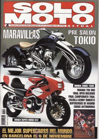 Coches y motocicletas: REVISTA SOLO MOTO ACTUAL N&ordm; 1011 A&Ntilde;O 1995. PRUEBA: YAMAHA TRX 850. REPOTAJES Y DEPORTE PREGUNTAR.