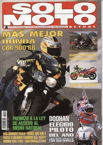 Voitures et Motocyclettes: REVISTA SOLO MOTO ACTUAL N&ordm; 1014 A&Ntilde;O 1995. PRUEBA. HONDA CBR 900 RR. HONDA PAN EUROPEAN CBS ABS.