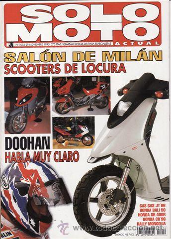 Voitures et Motocyclettes: REVISTA SOLO MOTO ACTUAL N&ordm; 1016 A&Ntilde;O 1995. PRU: HONDA XR 400 R. GAS GAS JT. HONDA CR 125/250.
