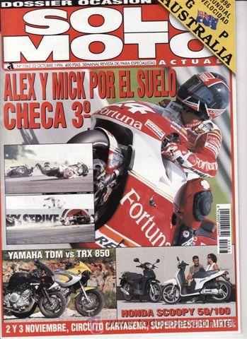 Voitures et Motocyclettes: REVISTA SOLO MOTO ACTUAL N&ordm; 1063 A&Ntilde;O 1996.PRU:HONDA SCOPPY 100.COMP:YAMAHA TDM 850 Y YAMAHA TRX 850.