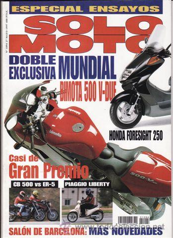Cars and Motorcycles: REVISTA SOLO MOTO ACTUAL N&ordm; 1094 A&Ntilde;O 1997. PRUEBA: YAMAHA VIRAGO XV 125. PIAGGIO LIBERTY 50.