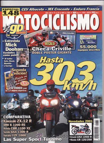 Carros e motociclos: REVISTA MOTOCICLISMO N&ordm; 1683 A&Ntilde;O 2000. COMP: KAWSAKI ZX 12R, BMW K 1200 RS, HONDA CBR 1100 XX.