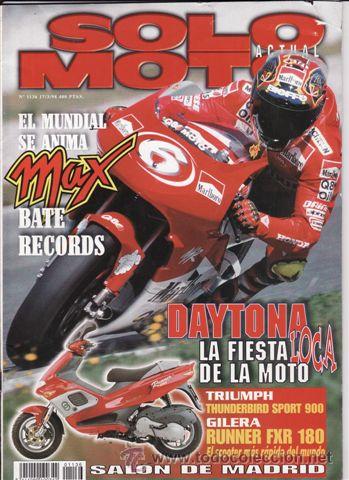 Automobili e Motociclette: REVISTA SOLO MOTO ACTUAL N&ordm; 1136 A&Ntilde;O 1998. PRUEBA: TRIUMPH THUNDERBIRD SPORT. GILERA RUNNER FXR 180.
