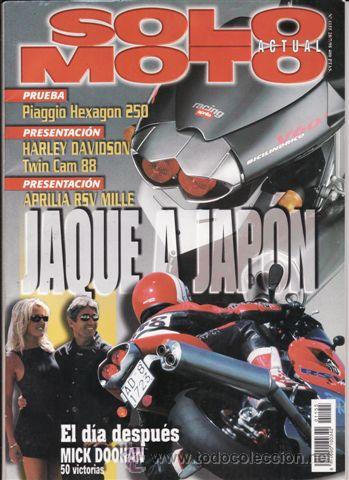 Cars and Motorcycles: REVISTA SOLO MOTO ACTUAL N&ordm; 1155 A&Ntilde;O 1998. PRUEBA: PIAGGIO HEXAGON 250. PRES: APRILIA RSV MILLE.