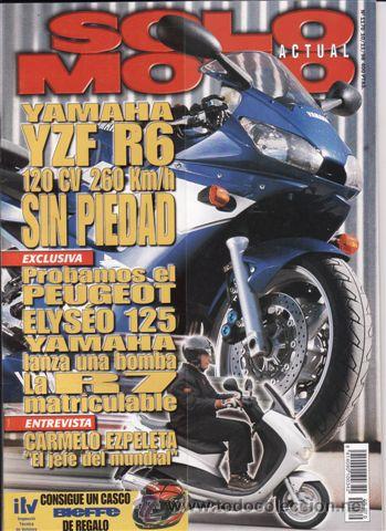 Coches y Motocicletas: REVISTA SOLO MOTO ACTUAL N&ordm; 1170 A&Ntilde;O 1998. PRU: PEUGEOT ELYSEO 125. HONDA XL 1000 V. HONDA CR 125.