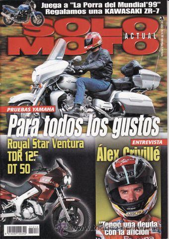 Coches y motocicletas: REVISTA SOLO MOTO ACTUAL N&ordm; 1212 A&Ntilde;O 1999. PRUEBA: YAMAHA XV2 TF ROYAL STAR VENTURA. PRUEBA: BARRACU