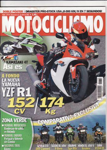 Coches y motocicletas: REVISTA MOTOCICLISMO N&ordm; 1779 A&Ntilde;O 2002. PRUEBA: YAMAHA YZF  R1. COMPARATIVA: APRILIA ETV 1000 CAPONOR