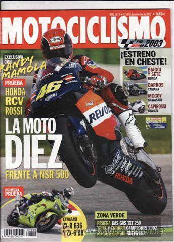 Automobili e Motociclette: REVISTA MOTOCICLISMO N&ordm; 1812 A&Ntilde;O 2002. PRUEBA: GAS GAS TXT 280 PRO. RACING: HONDA NSR 600 RCV.