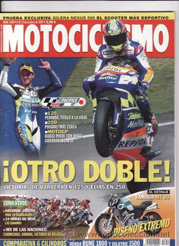 Cars and Motorcycles: REVISTA MOTOCICLISMO N&ordm; 1859 A&Ntilde;O 2003. PRU:YAMAHA MT 03. GILERA NEXUS 500. COMP:HONDA RUNE NRX 1800.