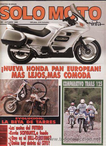 Automobili e Motociclette: REVISTA SOLO MOTO 30 N&ordm; 80 A&Ntilde;O 1989. PRUEBA. HONDA PAN EUROPEAN. COMP. APRILIA TUAREG WIND 125,