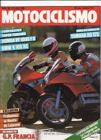 Cars and Motorcycles: REVISTA MOTOCICLISMO N&ordm; 963 A&Ntilde;O 1986. PRU: YAMAHA RD 125. HONDA RTL 250 SW. COMP: BMW K 100 RS.