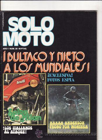 Automobili e Motociclette: REVISTA SOLO MOTO ACTUAL N&ordm; 20 A&Ntilde;O 1975. POSTER: BENJAMIN GRAU.