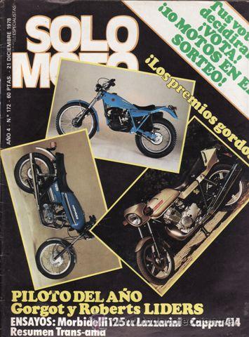 Automobili e Motociclette: REVISTA SOLO MOTO ACTUAL N&ordm; 172 A&Ntilde;O 1978.