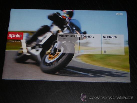 Coches y motocicletas: APRILIA GAMA RS RSV TUONO PEGASO SCOOTER - CATALOGO PUBLICIDAD ORIGINAL - 2003 - ESPA&Ntilde;OL