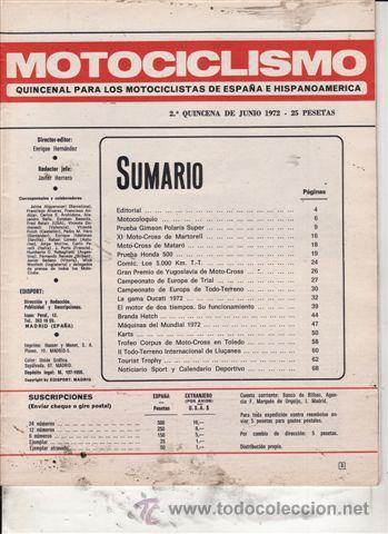 Carros e motociclos: REVISTA MOTOCICLISMO N&ordm; JUNIO A&Ntilde;O 1972. PRUEBA: HONDA 500.