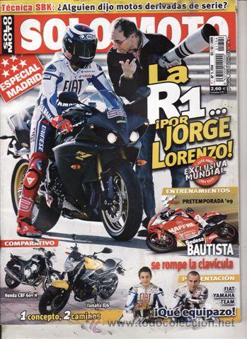 Coches y motocicletas: REVISTA SOLO MOTO ACTUAL N&ordm; 1704 A&Ntilde;O 2009. PRUEBA: YAMAHA YZF 1000 R1. COMPARATIVA. YAMAHA XJ 6 Y HO