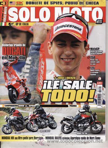 Carros e motociclos: REVISTA SOLO MOTO ACTUAL N&ordm; 1721 A&Ntilde;O 2009. PRUEBA: HONDA VTR 250. COMPARATIVA: APRILIA SHIVER GT Y B