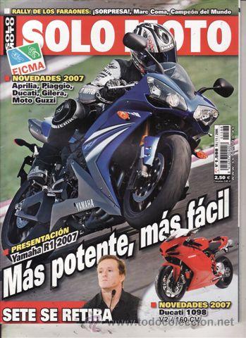 Autos und Motorr&auml;der: REVISTA SOLO MOTO ACTUAL N&ordm; 1588 A&Ntilde;O 2006. PRU: YAMAHA R1. TRIUMPH TIGER 1050. MAXISCOOTER VECTRIX.