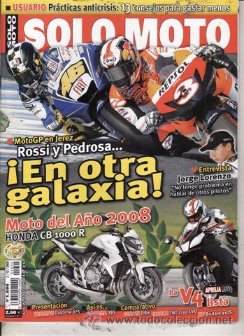 Cars and Motorcycles: REVISTA SOLO MOTO ACTUAL N&ordm; 1695 A&Ntilde;O 2008. PRU: TRIUMPH DAYTONA 675. COMP: BIMOTA DB6, BENELLI TNT Y