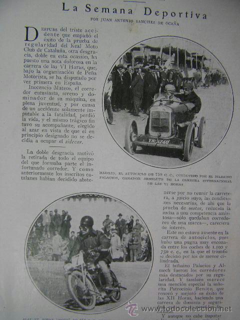 Voitures et Motocyclettes: deporte,motos coches antiguos,palacios,alafont, hoja revista 1926,ref rob bols5