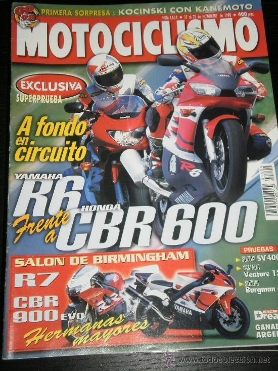Coches y motocicletas: MOTOCICLISMO N&ordm; 1604 - NOV 1998 - YAMAHA YZF R6 / HONDA CBR 600F / YAMAHA R7 / YAMAHA 1600 WID STAR