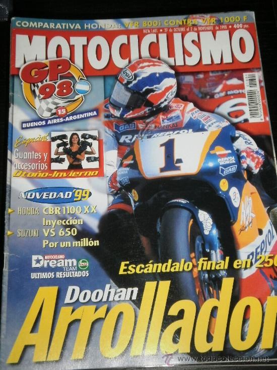 Cars and Motorcycles: MOTOCICLISMO N&ordm; 1601 - OCT 1998 - HONDA CBR 1100 XX / HONDA VFR 800 / HONDA VTR 1000 / GP ARGENTINA