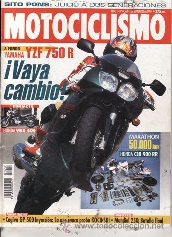 Coches y motocicletas: REVISTA MOTOCICLISMO N&ordm; 1437 A&Ntilde;O 1995. PRUEBA: YAMAHA YZF 750 R. HONDA VRX 400. HONDA CBR 900 RR 50.