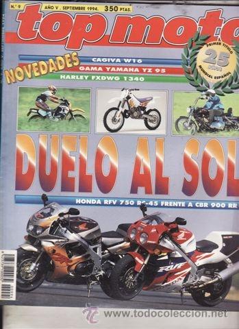 Coches y Motocicletas: REVISTA TOP MOTO N&ordm; 9-V A&Ntilde;O 1994.P:HARLEY DAVIDSON FXDWG 1340.CAGIVA W 16. PEUGEOT SV 125 EXECUTIVE.
