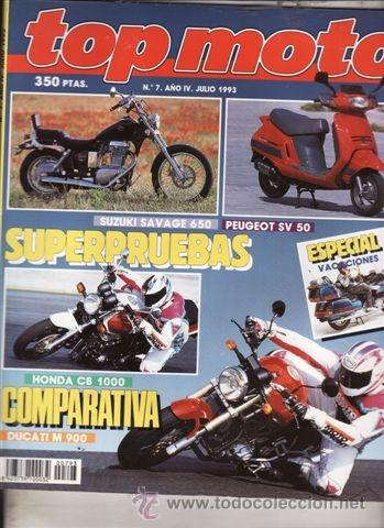 Coches y Motocicletas: REVISTA TOP MOTO N&ordm; 7-IV A&Ntilde;O 1993. PRUEBA: PEUGEOT SV 50. SUZUKI SAVAGE 650. METISSE MK II. COMPARAT