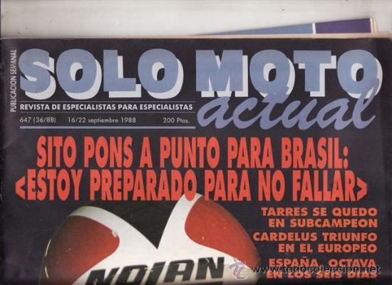 Voitures et Motocyclettes: REVISTA SOLO MOTO ACTUAL N&ordm; 647 A&Ntilde;O 1988. PRUEBA: MALAGUTI RUNNER 125 RALLY.