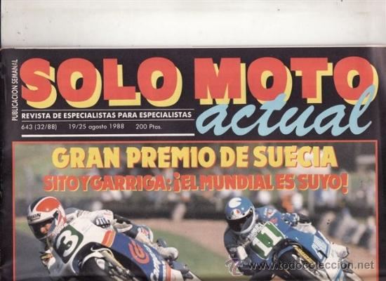 Voitures et Motocyclettes: REVISTA SOLO MOTO ACTUAL N&ordm; 643 A&Ntilde;O 1988. PRUEBA. APRILIA TUAREG 125.