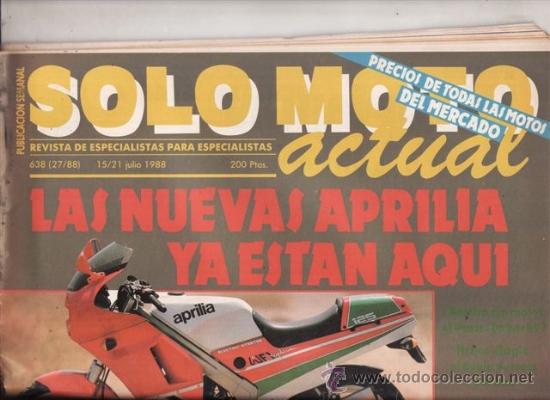 Voitures et Motocyclettes: REVISTA SOLO MOTO ACTUAL N&ordm; 638 A&Ntilde;O 1988. PRUEBA: APRILIA TUAREG 125.