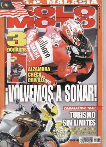Cars and Motorcycles: REVISTA SOLO MOTO ACTUAL N&ordm; 1193 A&Ntilde;O 1999. PRU: APRILIA RS 50. INDIAN CHIEF. COMP: TRIUMPH TIGER 900