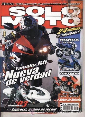 Coches y motocicletas: REVISTA SOLO MOTO ACTUAL N&ordm; 1383 A&Ntilde;O 2002. PRUEBA: BUELL XB 9S. YAMAHA R6.