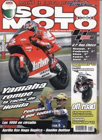 Autos und Motorr&auml;der: REVISTA SOLO MOTO ACTUAL N&ordm; 1368 A&Ntilde;O 2002. PRUEBA: APRILIA MILLE HAGA REPLICA. DAELIM DELFINO.