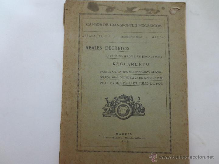 Cars and Motorcycles: camara de transportes mecanicos. madrid. reales decretos.