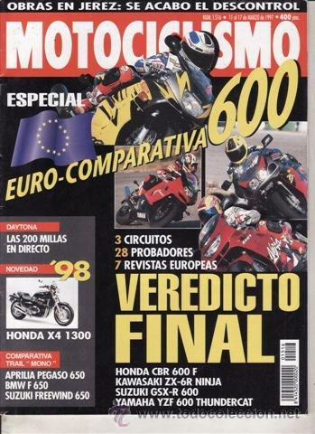 Cars and Motorcycles: REVISTA MOTOCICLISMO N&ordm; 1516 A&Ntilde;O 1997. PRU: HONDA X4. BMW 1100 R.COMP: APRILIA PEGASO 650, BMW F 650