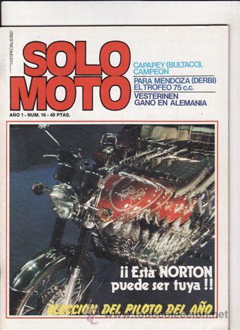 Autos und Motorr&auml;der: REVISTA SOLO MOTO ACTUAL N&ordm; 16 A&Ntilde;O 1975. PRUEBA: HONDA TL 250 TRIAL. GIMSON VARIOMATIC.