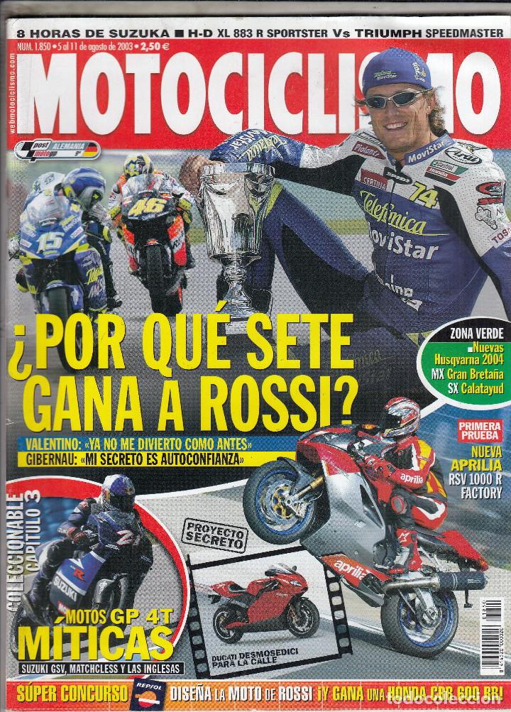 Automobili e Motociclette: REVISTA MOTOCICLISMO N&ordm; 1850 A&Ntilde;O 2003. PRU: APRILIA RSV 1000 FRACTORY. COMP: TRIUMPH SPEEDMASTER VS