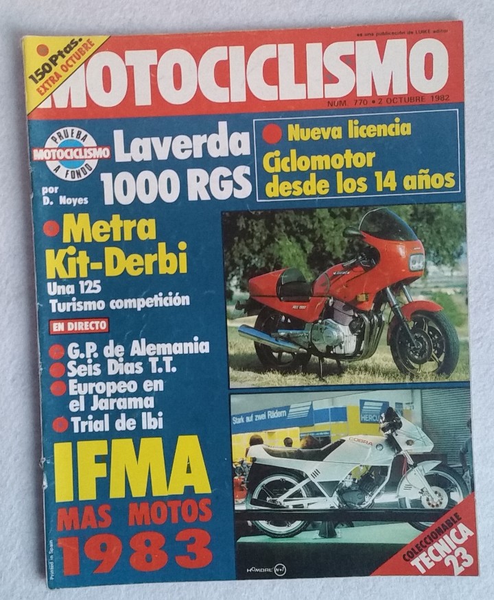 Carros e motociclos: REVISTA MOTOCICLISMO N&ordm; 770. A&Ntilde;O 1982. EXTRA OCTUBRE. LAVERDA RGS 1000. G.P. ALEMANIA.
