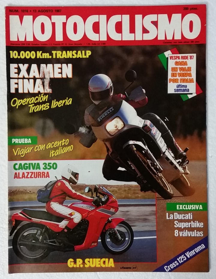 Automobili e Motociclette: REVISTA MOTOCICLISMO N&ordm; 1016. A&Ntilde;O 1987. 13 AGOSTO . CCAVENDE.