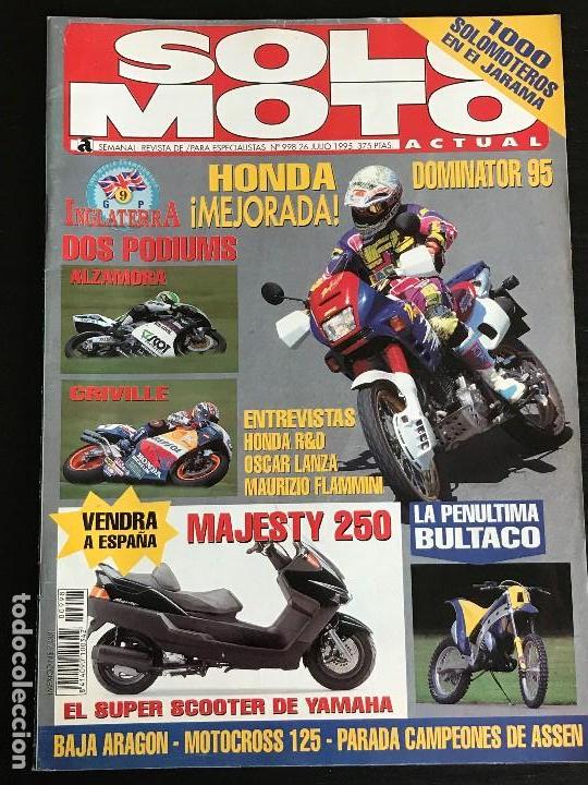 Coches y motocicletas: SOLO MOTO ACTUAL - N&ordm; 998 - JULIO 1995 - YAMAHA MAJESTY 250 / HONDA NX 650 DOMINATOR / BAJA ARAGON