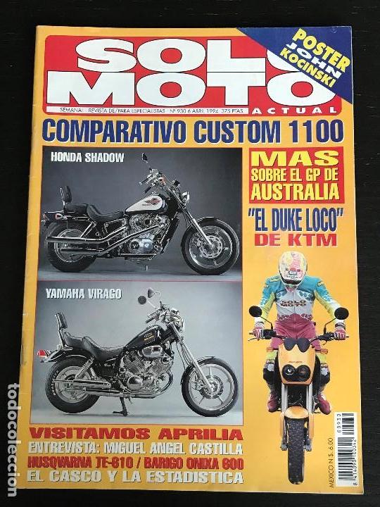 Cars and Motorcycles: SOLO MOTO ACTUAL - N&ordm; 930 - ABRIL 1994 - HONDA SHADOW / YAMAHA VIRAGO / HUSQVARNA TE 610