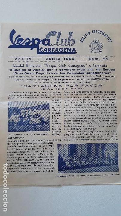 Coches y Motocicletas: Boletin informativo. Vespa Club Cartagena. A&ntilde;o IV Junio 1958. N&ordm; 90