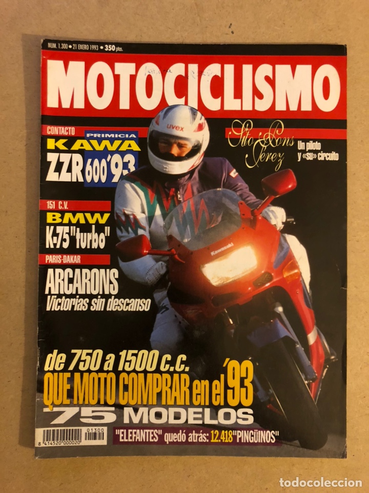 Cars and Motorcycles: MOTOCICLISMO N&deg; 1300 (1993). KAWA ZZR 600, BMW K-75, ARCARONS, SITO PONS, 75 MODELOS (750-1500 cc),.