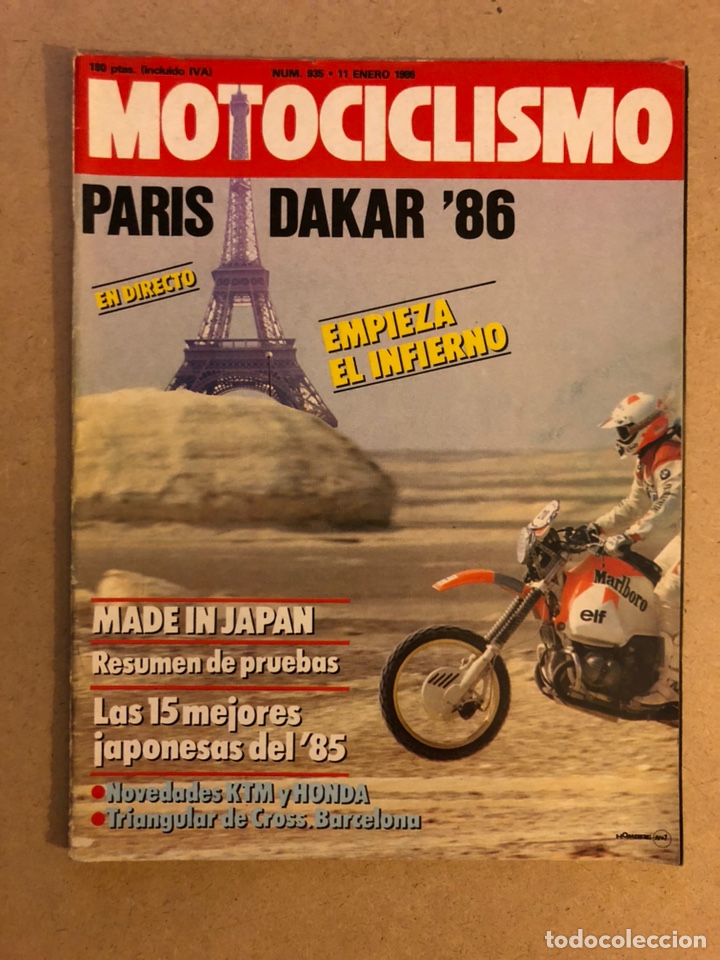 Voitures et Motocyclettes: MOTOCICLISMO N&deg; 935 (1986). PARIS DAKAR, KTM, HONDA CROSS, TRAIL/ENDURO, CROSS,...