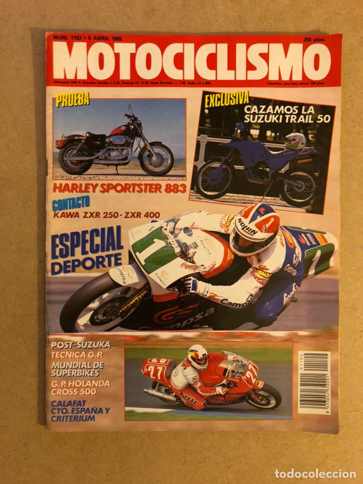 Cars and Motorcycles: MOTOCICLISMO N&deg; 1102 (1989). HARLEY SPORTSTWR 883, SUZUKI TRAIL 50, KAWA ZXR 250/400. SUPERBIKES,...